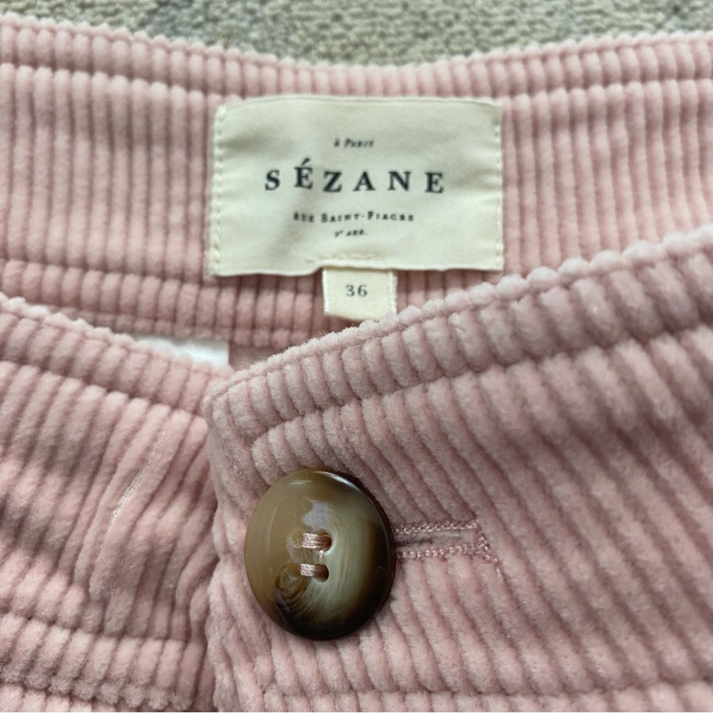 Sezane Corduroy Trouser FR 36 US 4 Light Pink Patch Pockets 100% Cotton Petite - Picture 7 of 13